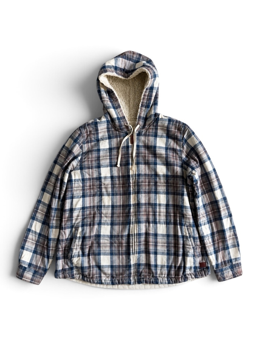 L.L. Bean Plaid Sherpa Lined Hooded Jacket Blue Gray Plus Size 2X